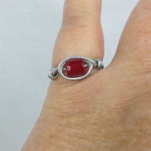 New Stainless Wrap Garnet Color Hand Crafted Ring
